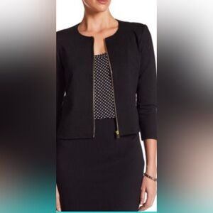 Calvin Klein Women's Black Zip Up Collarless Blazer/Suit Jacket Size 10